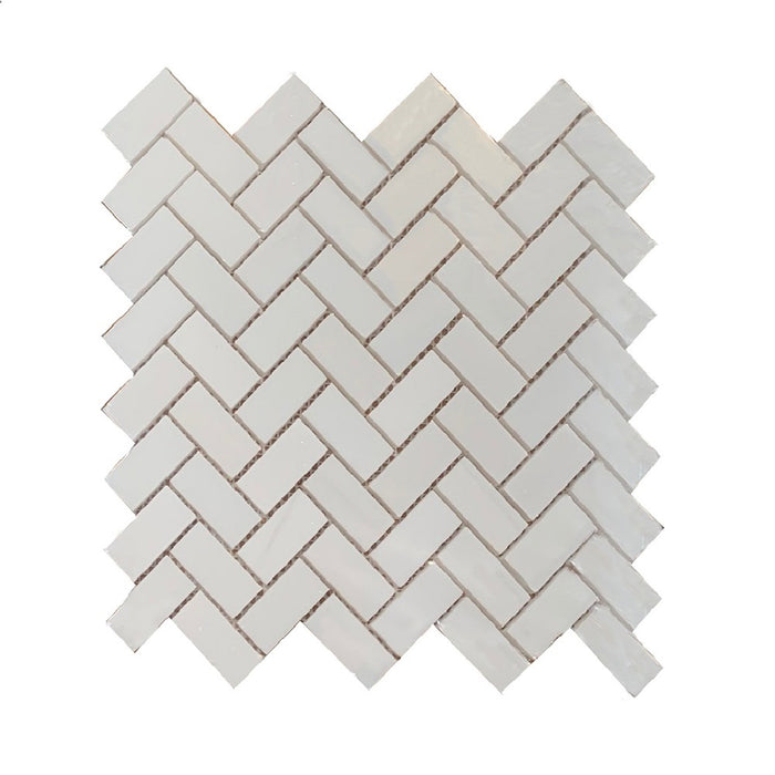 Bianco Dolomite Honed Marble Mosaic - 1" x 2" Herringbone