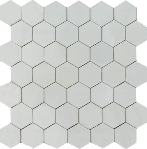 Bianco Dolomite Honed Marble Mosaic - 2" Hexagon