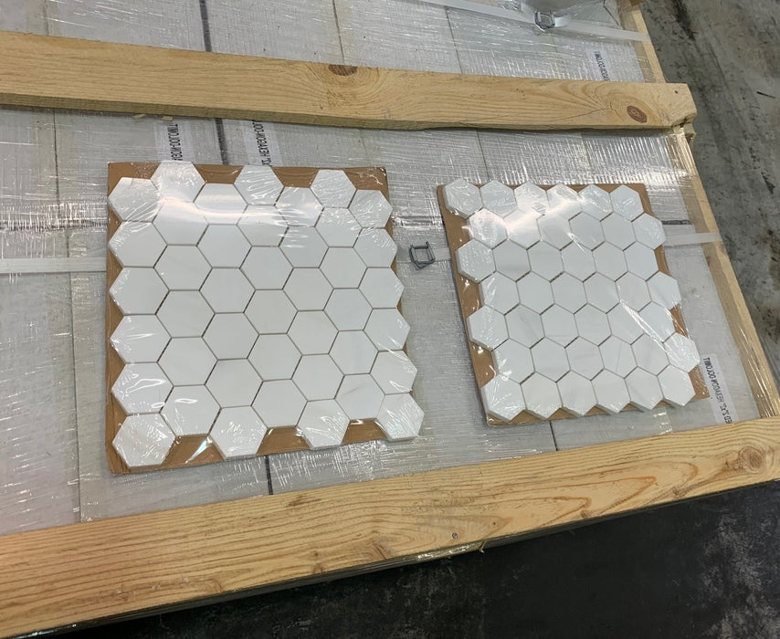 Bianco Dolomite Marble Mosaic - 2" Hexagon