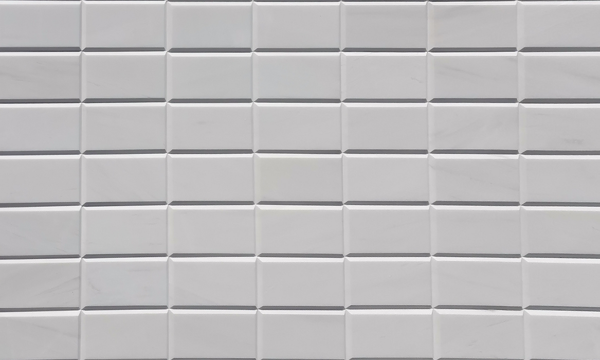 Bianco Dolomite Beveled Polished Marble Tile - 3" x 6" x 3/8"