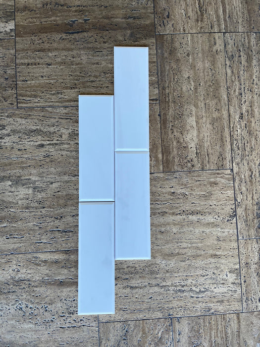 Bianco Dolomite Beveled Honed Marble Tile - 4" x 12" x 3/8"