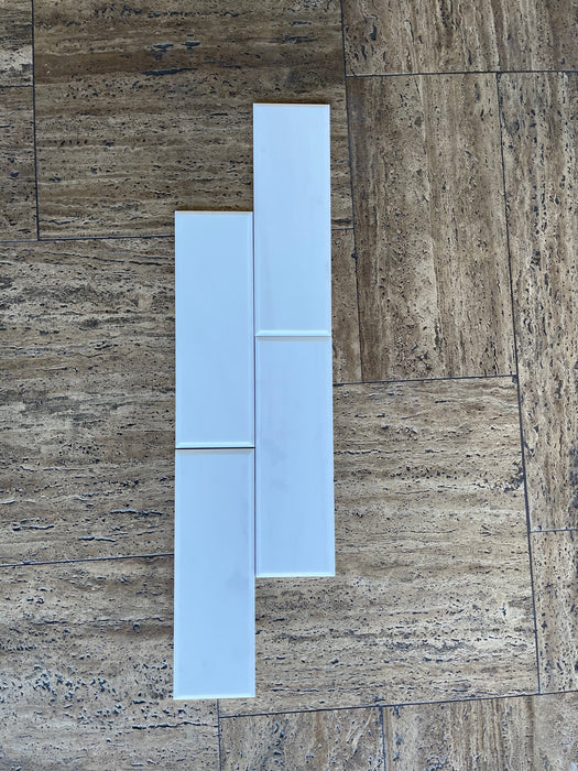 Bianco Dolomite Beveled Polished Marble Tile - 4" x 12" x 3/8"