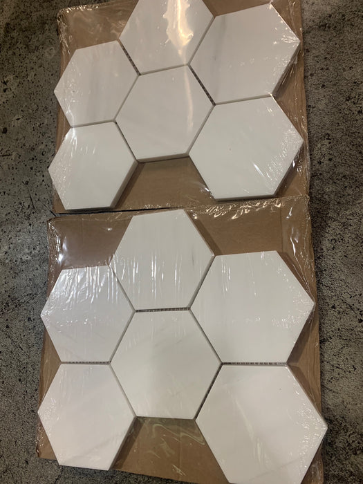 Bianco Dolomite Marble Mosaic - 4" Hexagon Honed