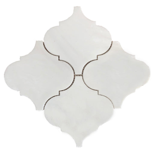 Bianco Dolomite Honed Marble Mosaic - 6" Arabesque