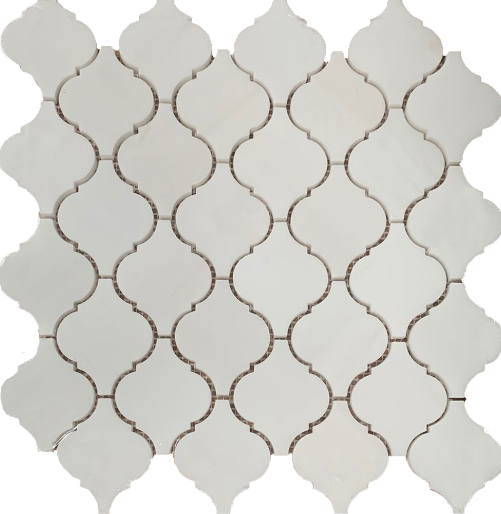 Bianco Dolomite Honed Marble Mosaic - 3" Arabesque