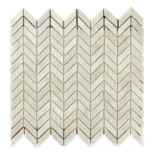 Bianco Garda Marble Mosaic - Mini Chevron Honed