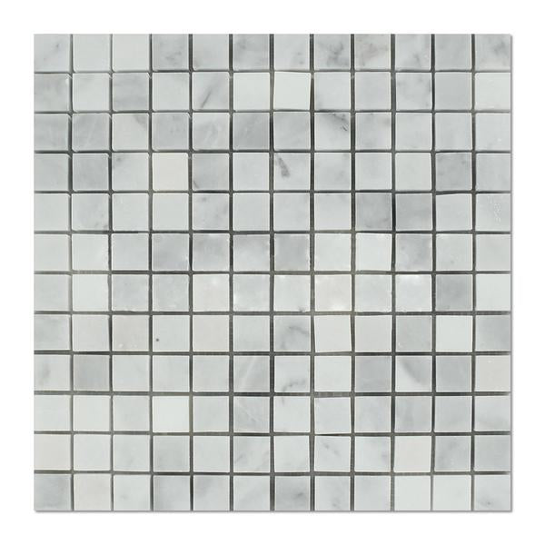 Full Sheet Sample - Carrara Venatino Marble Mosaic - 1" x 1" x 3/8" Polished