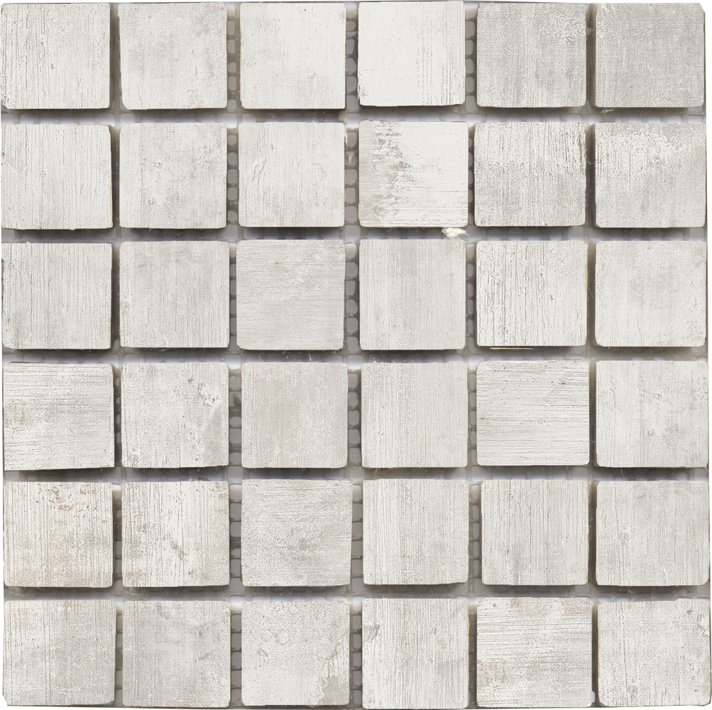 Full Sheet Sample - Pennellato Bianco Porcelain Mosaic - 2" x 2" x 9.5 MM Matte