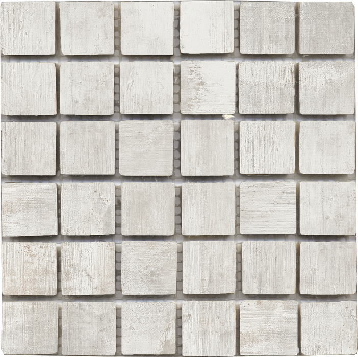 Full Sheet Sample - Pennellato Bianco Porcelain Mosaic - 2" x 2" Matte