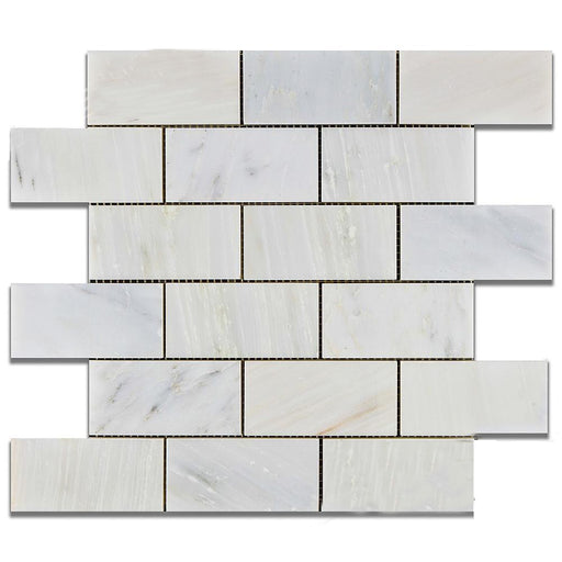 Bianco Bello Polished Marble Mosaic - 2" x 4" Brick
