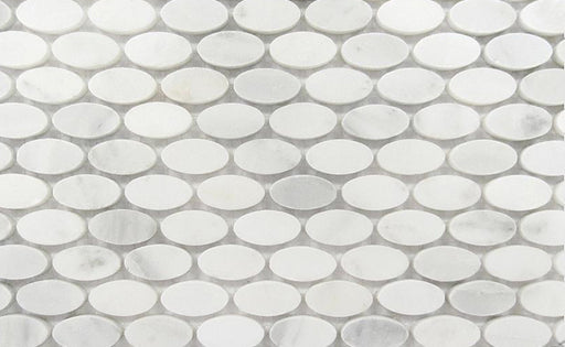 Bianco Bello Polished Marble Mosaic - 5/8" x 1 1/4" Oval