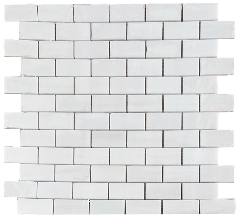 Bianco Dolomite Honed Marble Mosaic - 1" x 2" Brick