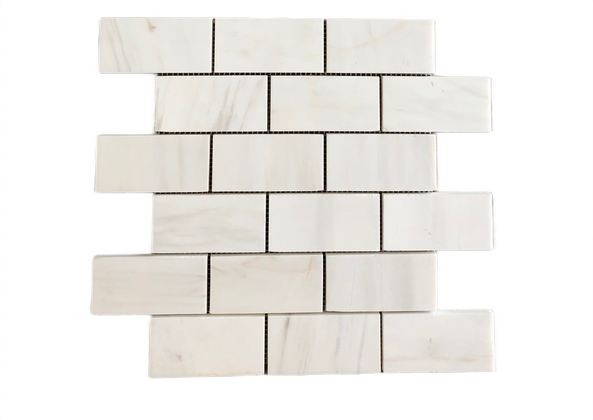 Bianco Dolomite Honed Marble Mosaic - 2" x 4" Brick