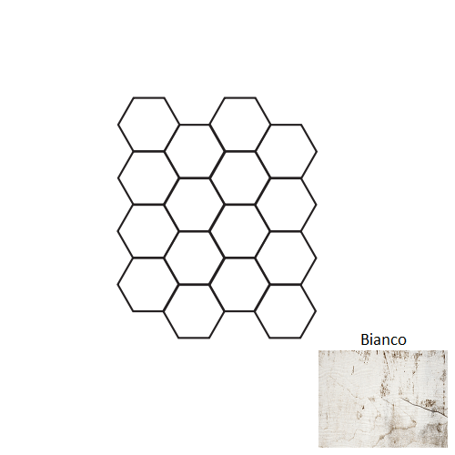 Full Sheet Sample - Real Charm Bianco Hexagon Porcelain Mosaic - 3" Matte