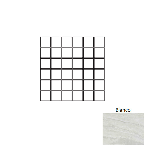 Full Sheet Sample - Memento Bianco Porcelain Mosaic - 2" x 2" Polished