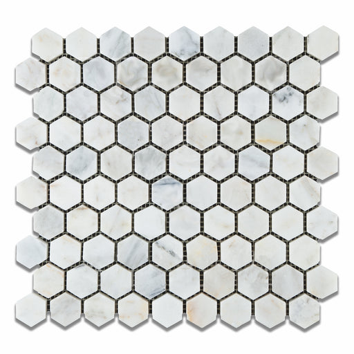 Carrara Venatino Marble Mosaic - 1 1/4" Hexagon Polished