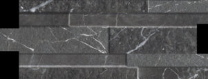 Full Ledger Sample - Marmi Black Porcelain Ledgestone - 6.25" x 15.75" Textured