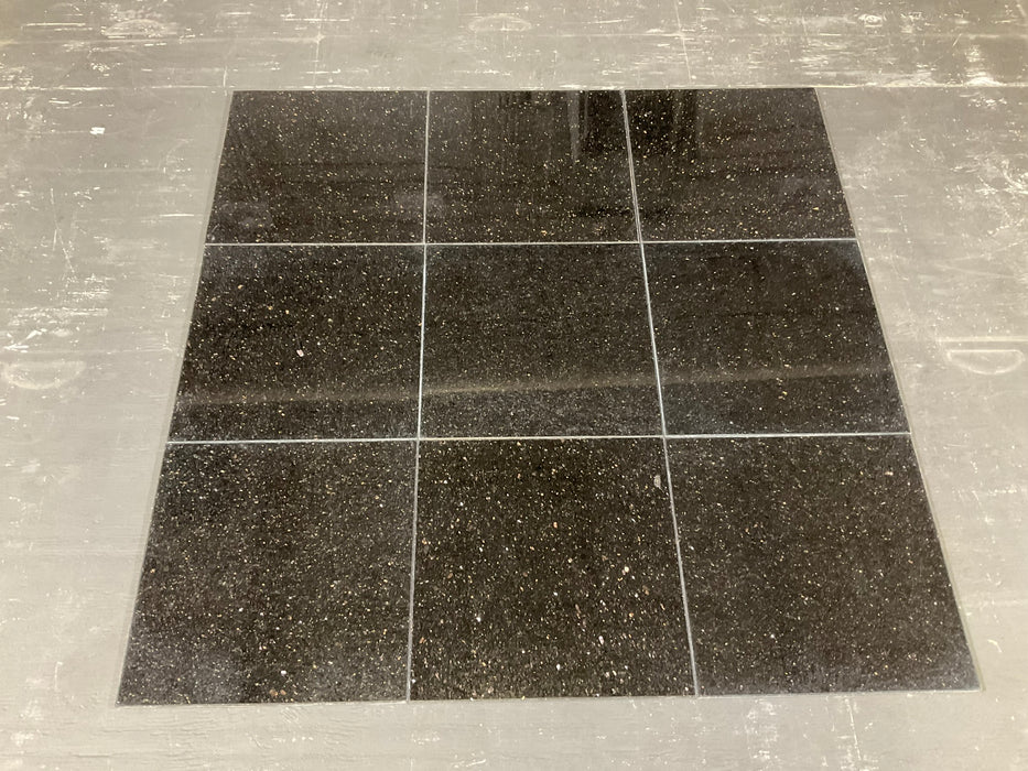 Black Galaxy Granite Tile - 12" x 12" x 3/8" Polished