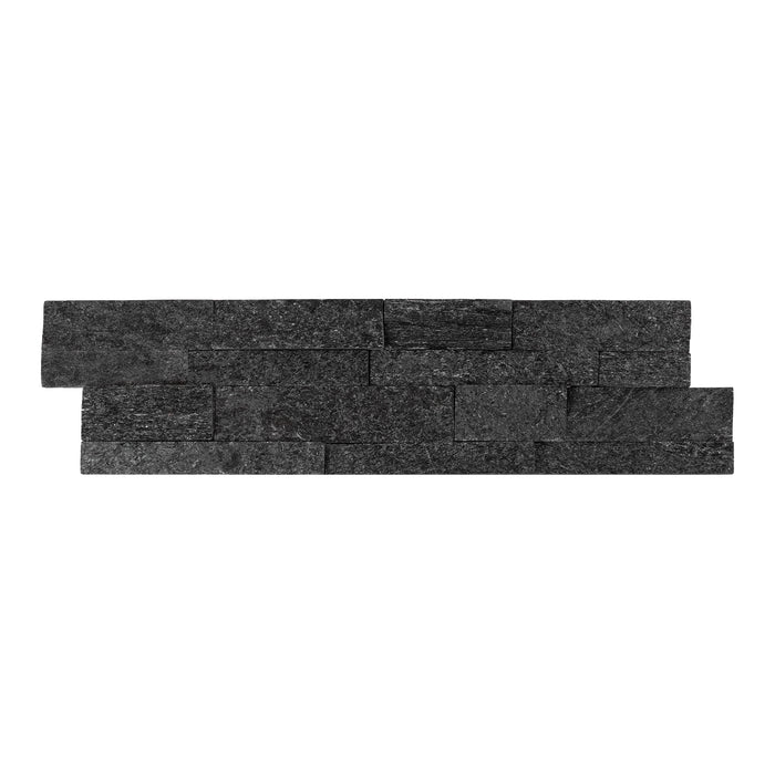 Full Ledger Sample - Black Slate Ledgestone - 6" x 24" x 3/4" - 1 1/8" Natural Cleft Face with Flat Back