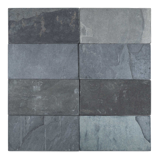 Full Tile Sample - Black Slate Tile - 3" x 6" x 3/8" Tumbled