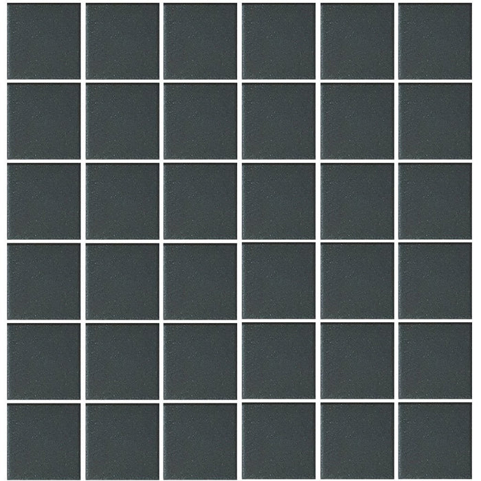 Full Sheet Sample - Aquatica Black Porcelain Mosaic - 2" x 2" Unglazed