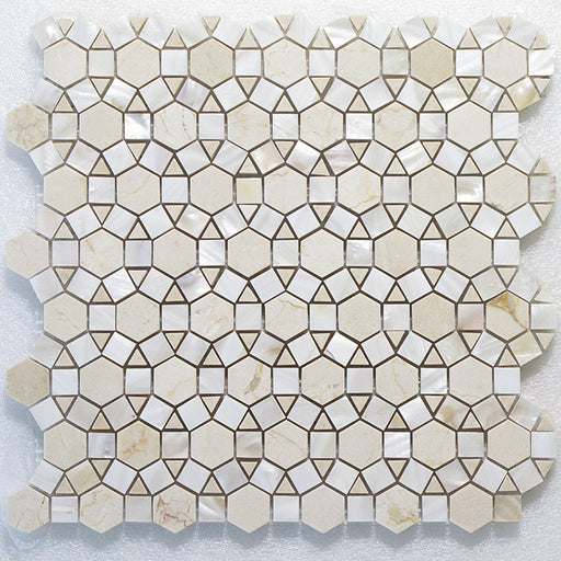 Carrara with White Shell Polished Marble & Shell Mosaic - Bloom