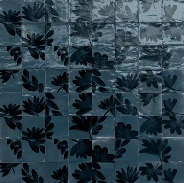 Blue Rice Tiles Marazzi Rice RC34 Blu Deco Blossom Glossy Porcelain Tile — Stone & Tile ...
