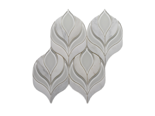 Oriental White & Clear White Polished Marble & Glass Mosaic - Botanica