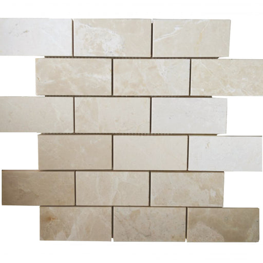 White Pearl Marble Mosaic - 2" x 4" Brick Polished