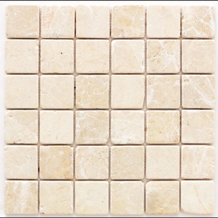 White Pearl Marble Mosaic - 2" x 2" Tumbled