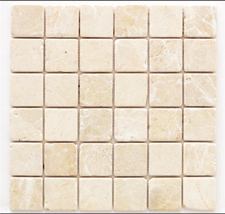 White Pearl Marble Mosaic - 2" x 2" Tumbled