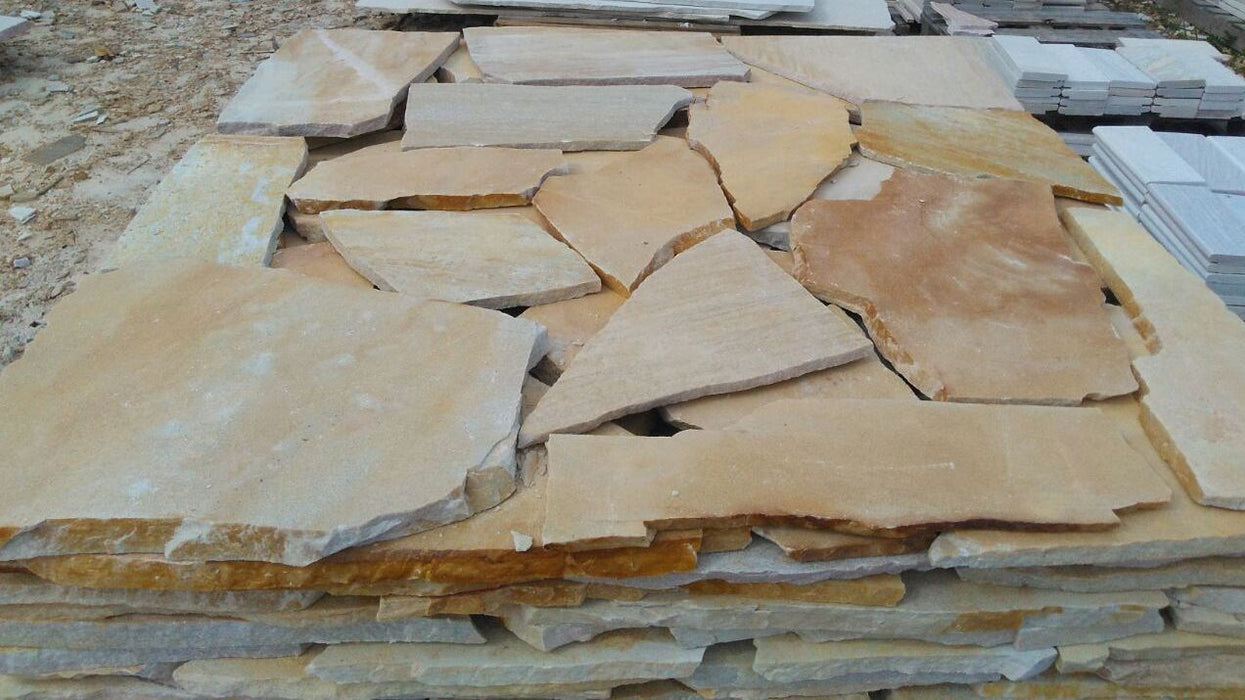 Brazilian Gold Quartzite Flagstone - Random Sizes x 3/4" - 1" Natural Cleft Face & Back
