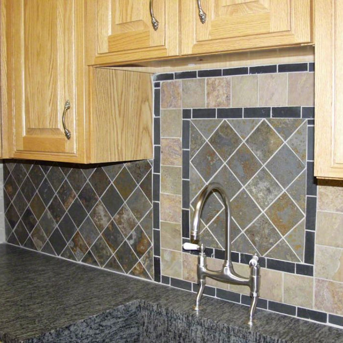 Brazilian Multicolor Natural Cleft Face, Gauged Back Slate Tile