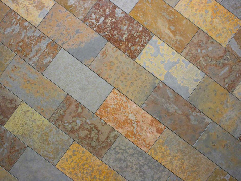 Brazilian Multicolor Slate Natural Cleft Face, Gauged Back Tile - 3" x 12" x 3/8"