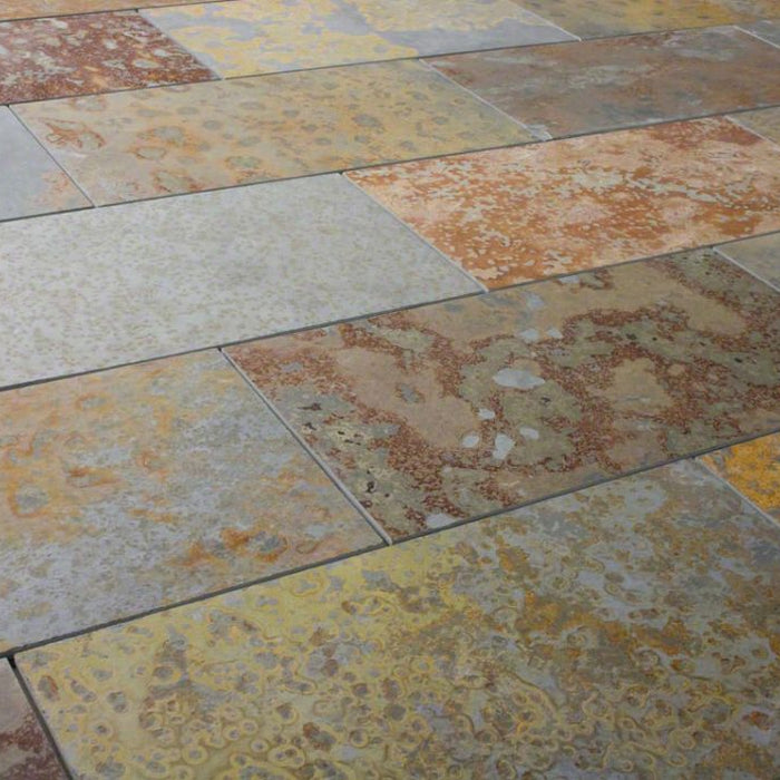 Brazilian Multicolor Slate Natural Cleft Face, Gauged Back Tile - 4" x 16" x 3/8"