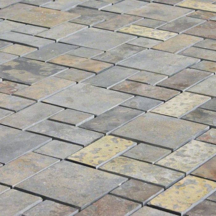 Brazilian Multicolor Slate Natural Cleft Face, Gauged Back Tile - 6" x 24" x 3/8"