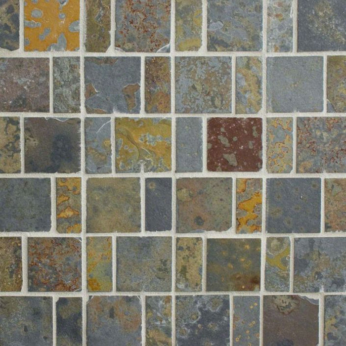 Brazilian Multicolor Slate Natural Cleft Face, Gauged Back Tile - 8" x 24" x 3/8"