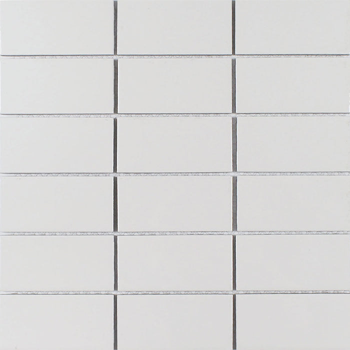 Full Sheet Sample - Gallery Bright White Stacked Porcelain Mosaic - 2" x 4" Glossy