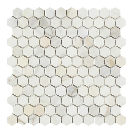 Calacatta Gold Marble Mosaic - 1" Hexagon Polished