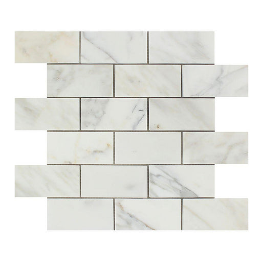 Calacatta Gold Marble Mosaic - 2" x 4" Brick