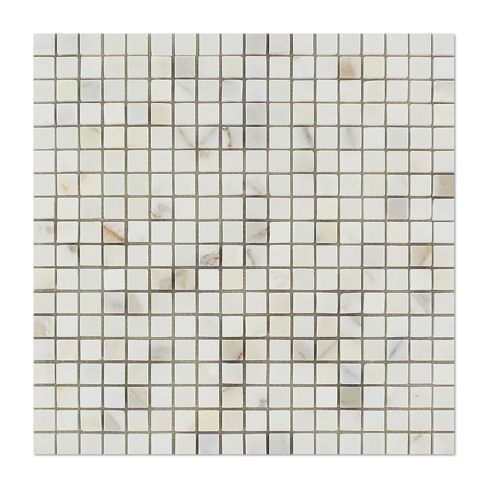 Calacatta Gold Marble Mosaic - 5/8" x 5/8" Polished