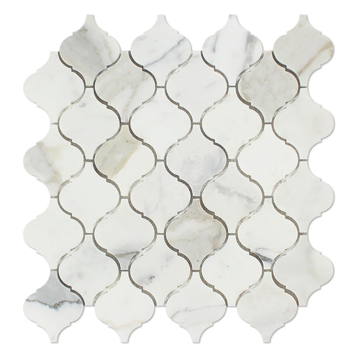 Calacatta Gold Marble Mosaic - 3" Arabesque Honed