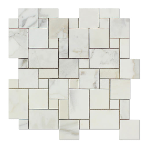 Calacatta Gold Marble Mosaic - Mini Versailles Pattern Polished