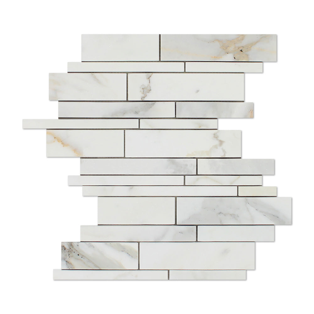 Calacatta Gold Marble Mosaic - Linear Polished