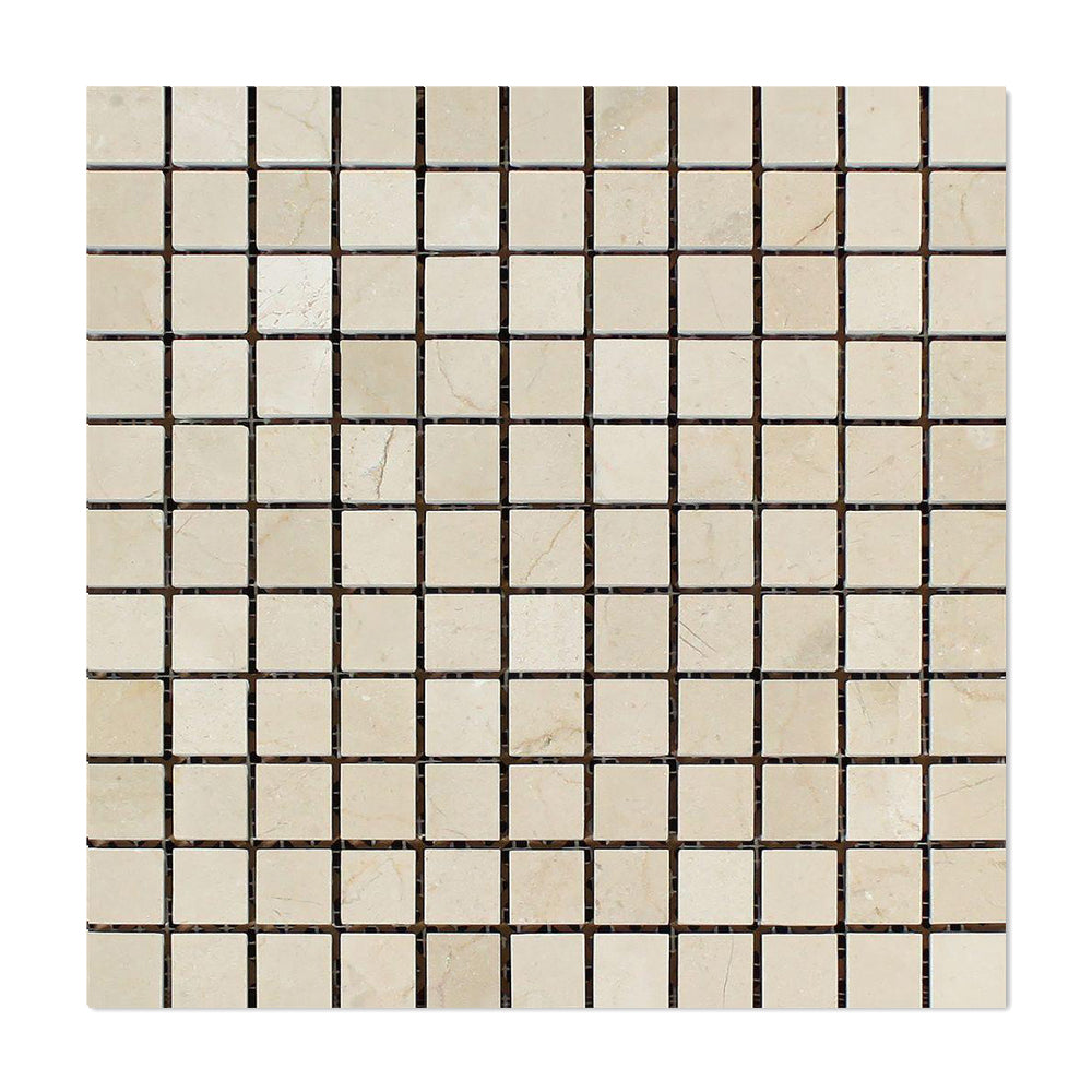 Crema Marfil Marble Mosaic - 1" x 1" Polished