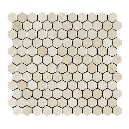 Crema Marfil Marble Mosaic - 1" Hexagon Polished