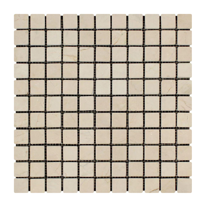 Crema Marfil Marble Mosaic - 1" x 1" Tumbled