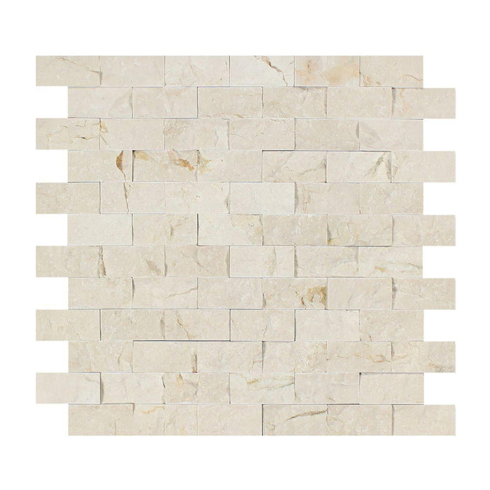 Crema Marfil Marble Mosaic - 1" x 2" Brick Split Face