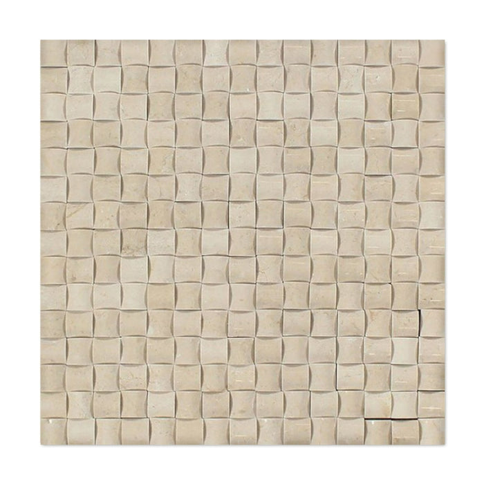 Crema Marfil Marble Mosaic - 3D Small Bread Polished
