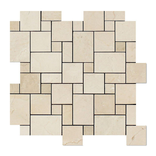Crema Marfil Marble Mosaic - Mini Versailles Pattern Polished